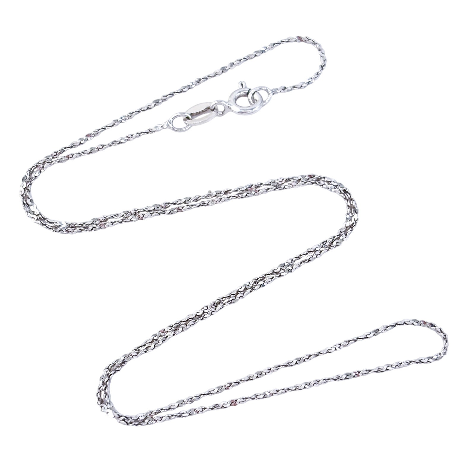 Vintage Italian Sterling Silver 925 Serpentine Link Chain Necklace 16